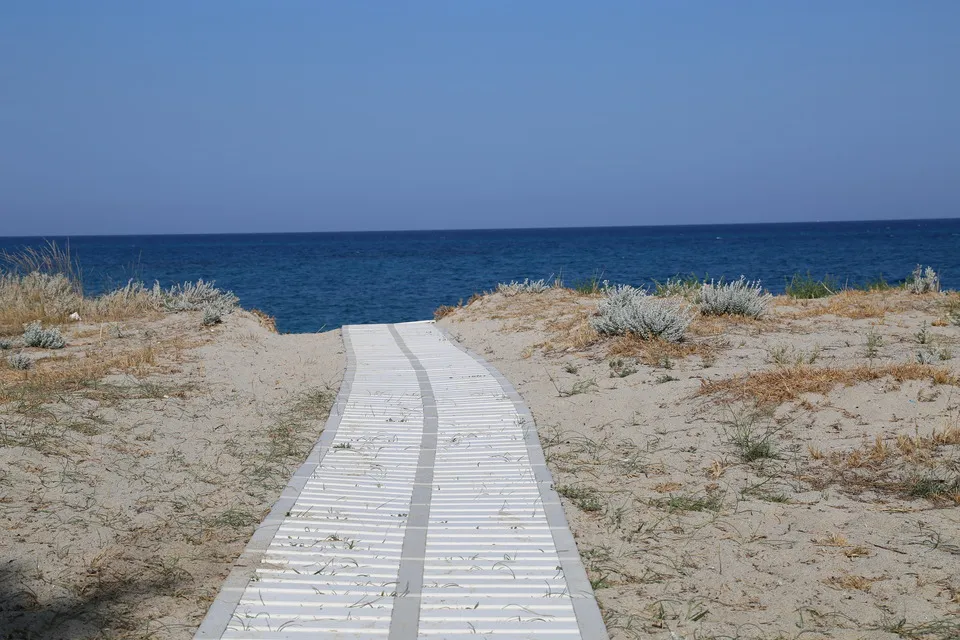 White walkway to the sea